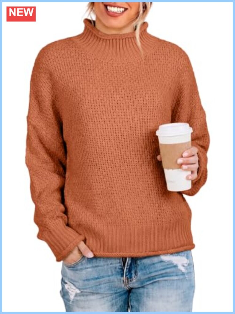 Chunky Cable Knit Turtleneck Pullover Sweater